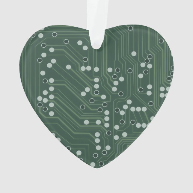Green Circuit Board Background Pattern Art Ornament (Back)