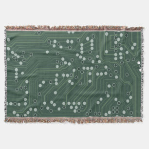 Green Circuit Board Background Pattern Art Throw Blanket