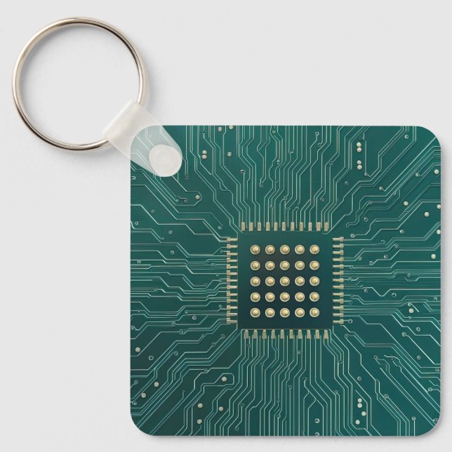 Green Circuit Board Key Ring (Front)