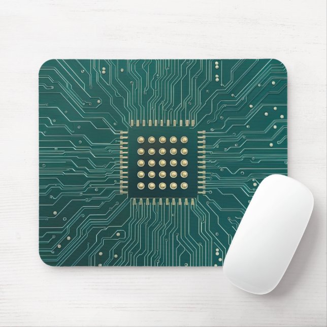 Green Circuit Board Mouse Mat (With Mouse)