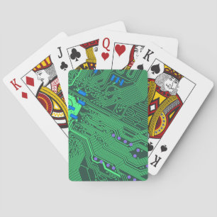 Green Circuit Board Playing Cards