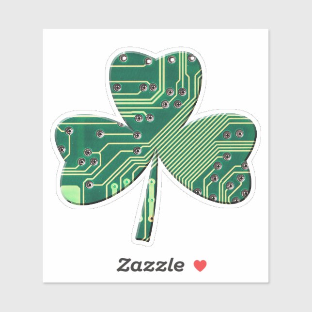 Green Circuit Board St Patrick Day Shamrock (Sheet)