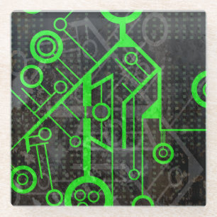 Green Circuit Glass Coaster