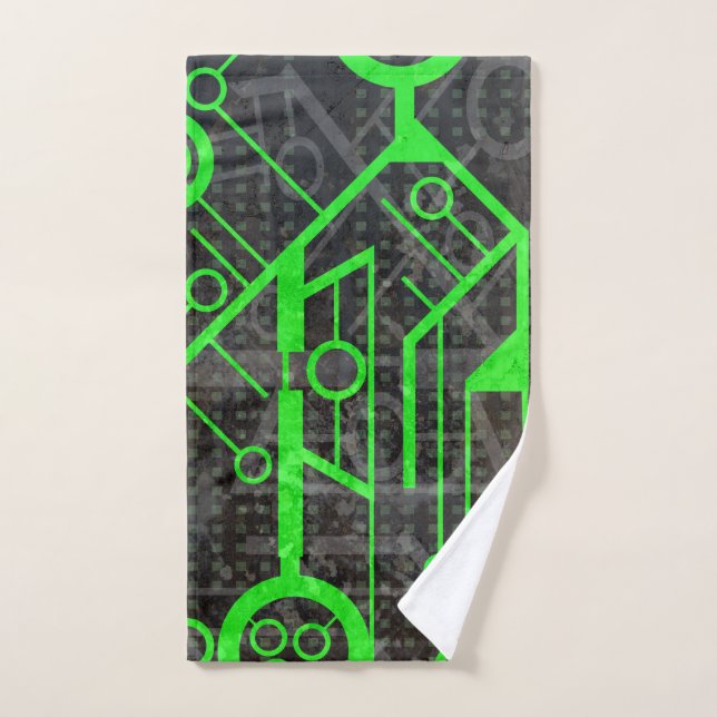 Green Circuit Hand Towel (Hand Towel)