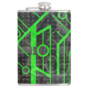 Green Circuit Hip Flask