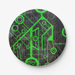 Green Circuit Paper Plate