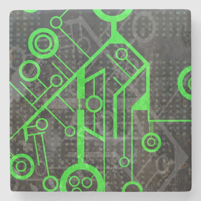 Green Circuit Stone Coaster (Front)