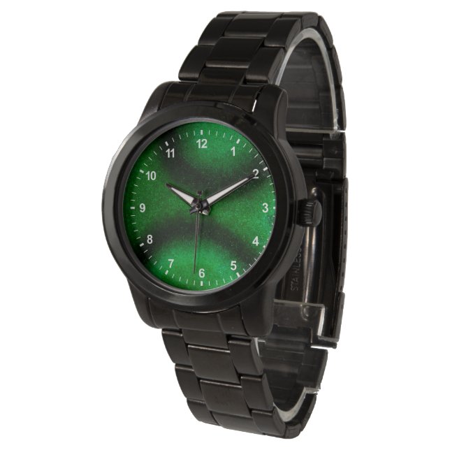 Green Circular Malachite Watch (Angled)