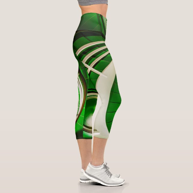 Green Circular Stairway Capri Leggings (Right)