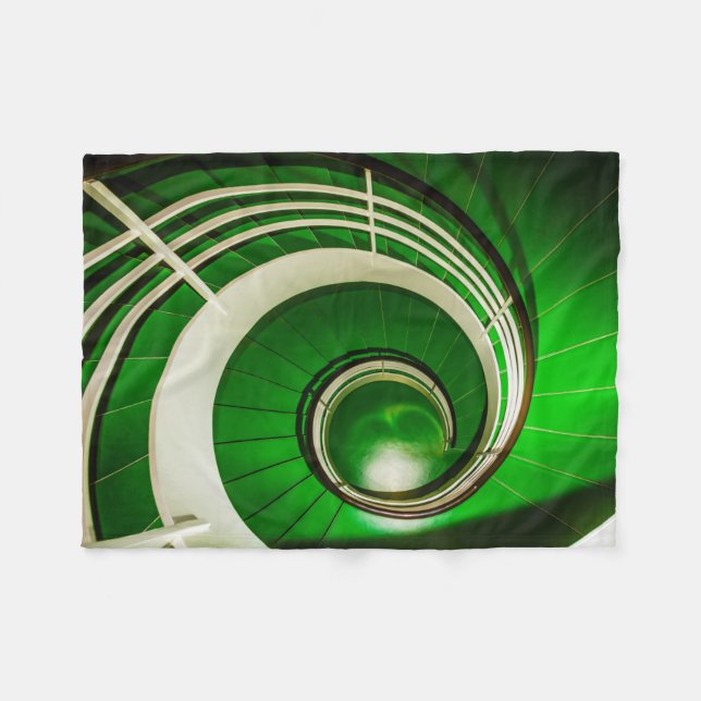 Green Circular Stairway Fleece Blanket (Front (Horizontal))