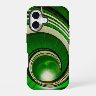 Green Circular Stairway iPhone 16 Case