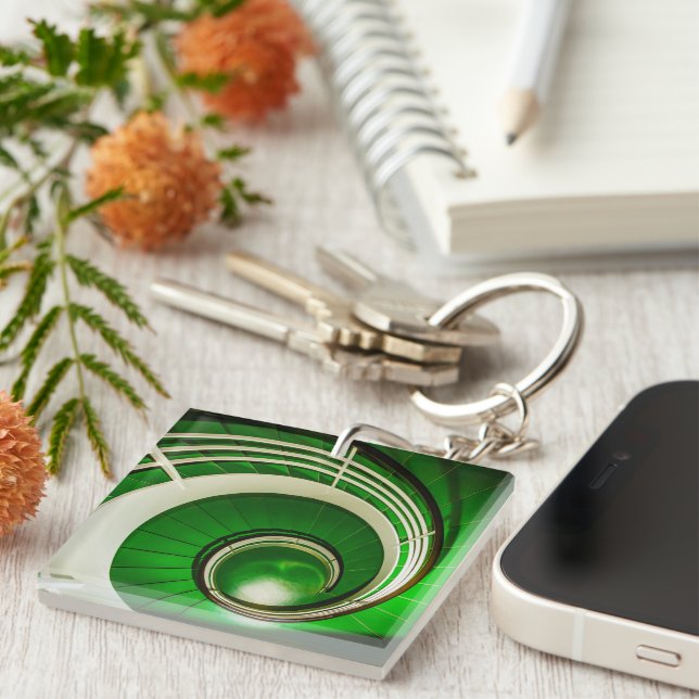 Green Circular Stairway Key Ring (Front Right)