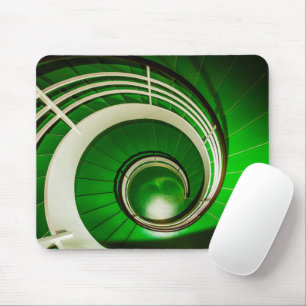 Green Circular Stairway Mouse Mat