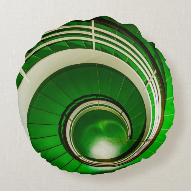 Green Circular Stairway Round Cushion (Back)