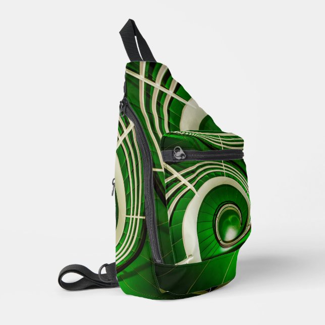 Green Circular Stairway Sling Bag (Left Corner)