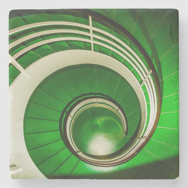 Green Circular Stairway Stone Coaster (Front)
