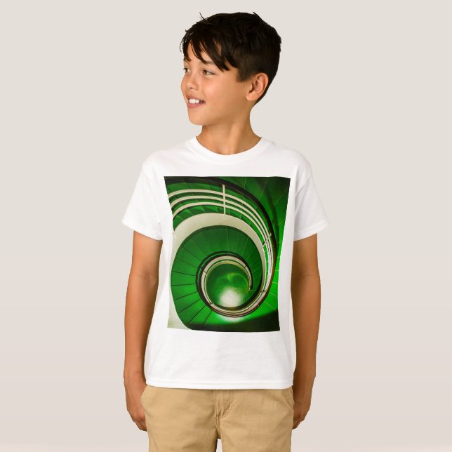 Green Circular Stairway T-Shirt (Front Full)