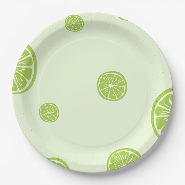 Green citrus lemon Paper Plate (Front)