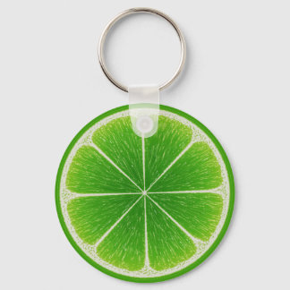 Green Citrus Lime Fruit Slice Key Ring