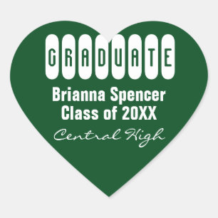 Green Class of 2018 Heart Graduation Envelope Seal