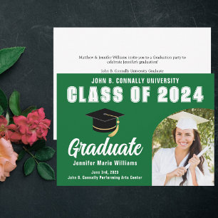 Green Class of 2024 Graduate Bold Graduation Party Announcement
