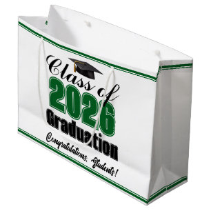 Green Class of 2026 Custom Graduation Party Large Gift Bag