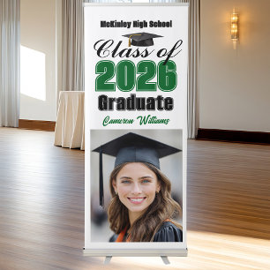 Green Class of 2026 Graduate Photo Graduation Retractable Banner