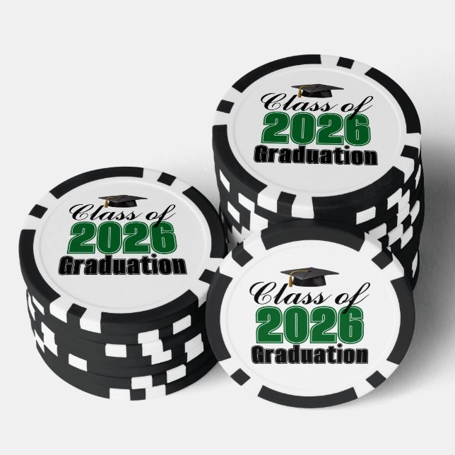 Green Class of 2026 Graduation Party Poker Chips (Stack)