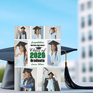 Green Class of 2026 Graduation Photo Collage Announcement