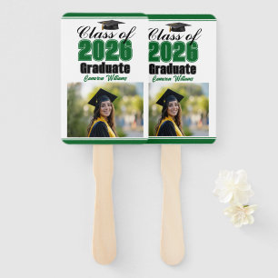 Green Class of 2026 Photo Custom Graduation Photo Hand Fan