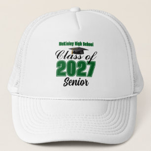 Green Class of 2027 Senior Custom High School Trucker Hat
