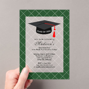 Green Class of 20XX Graduation Party Acrylic Invitations
