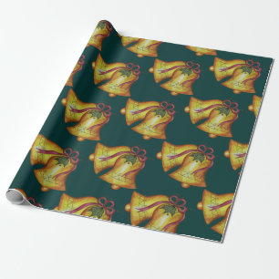Green Classic Christmas Bells Gift Wrapping Paper