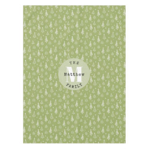 Green Classic Christmas Tree Family Holiday Tablecloth