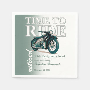 Green Classic Motorbike Time to Ride Retirement Napkin