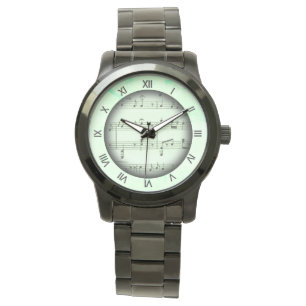 Green Classic Sheet Music Roman Numerals Watch
