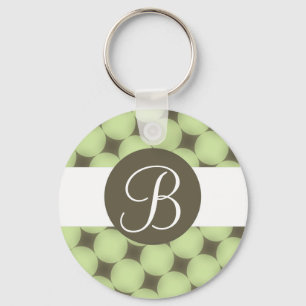 Green classy dots custom monogram keychain