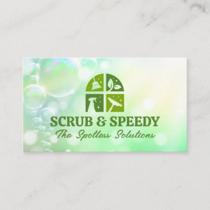 Green Cleaning Icons   Soap Sud Bubbles Business Card