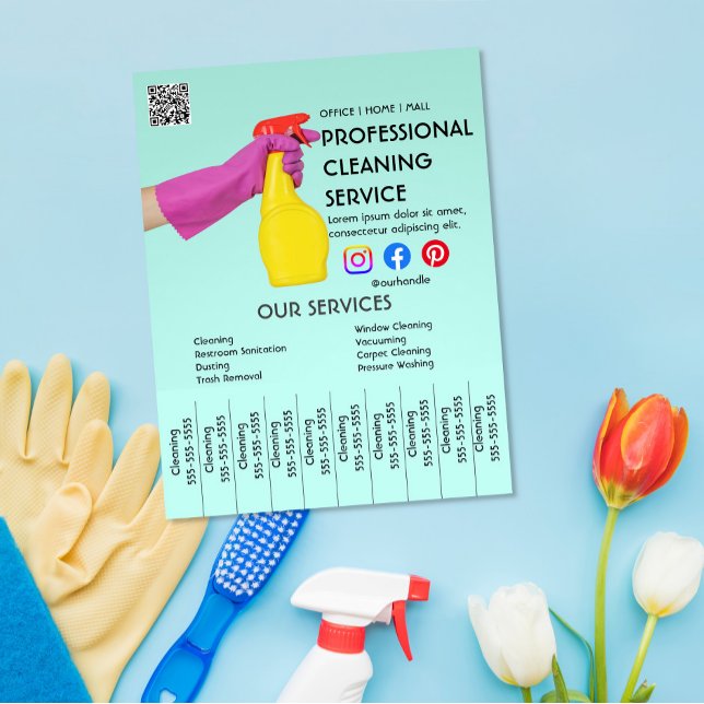 green cleaning Photo poster with tear-off tabs Fly Flyer (Creator Uploaded)