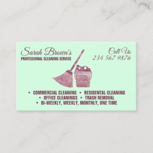 Green Cleaning Service Maid Janitorial sparkling Business Card