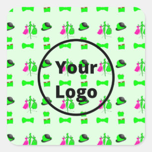 Green clothing business pattern square sticker