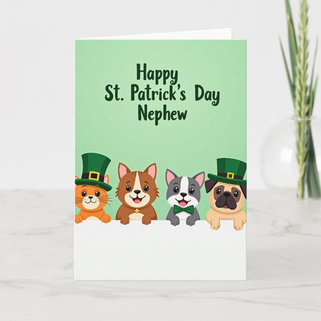 Green Clover Animal Friends Card (Front)