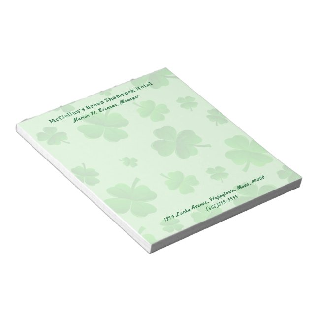 Green Clover Blank Business Advertising Paper Pad (Angled)
