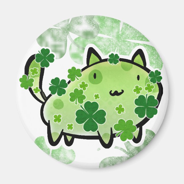 Green Clover Cat Magnet (Front)