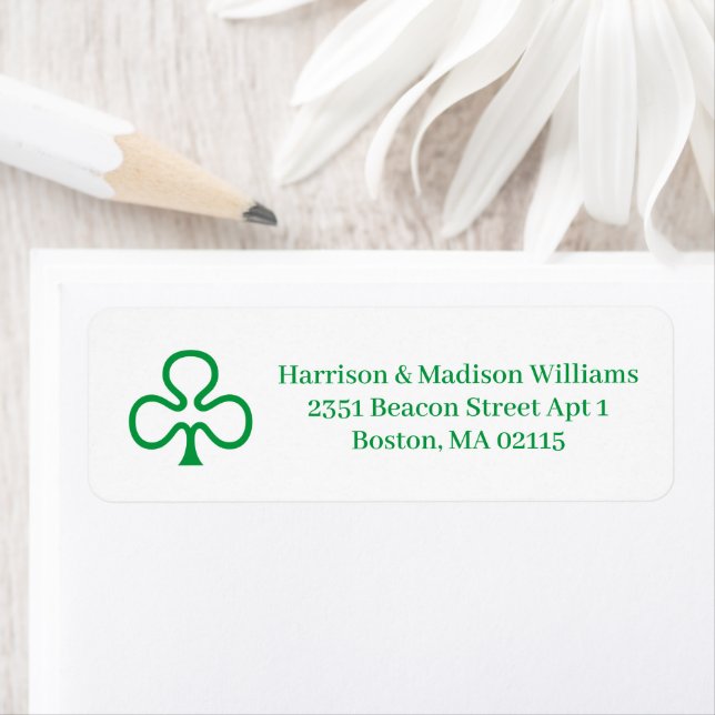 Green clover custom Irish pride Return Address (Insitu)