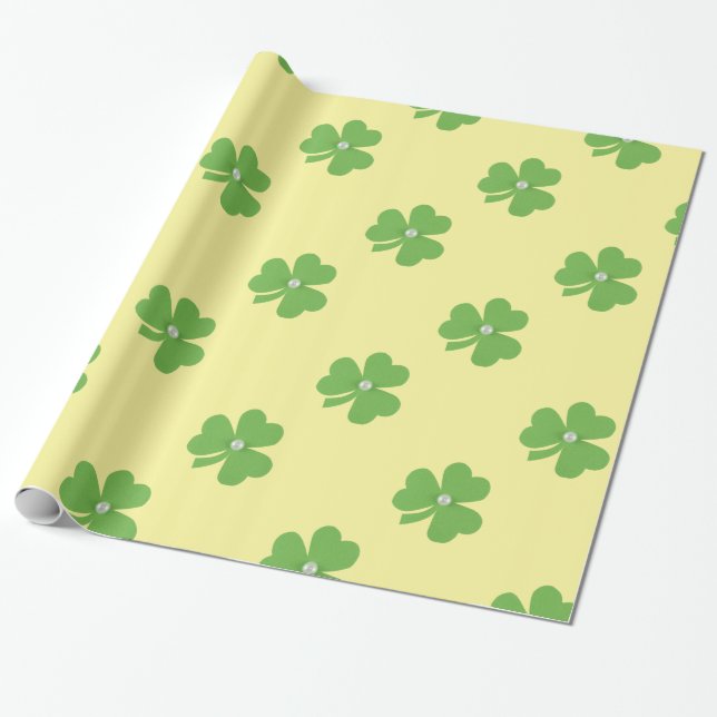 Green clover for St. Patrick's day Wrapping Paper (Unrolled)