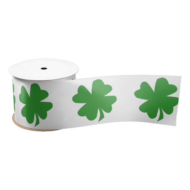 Green clover four leaf satin ribbon (Spool)