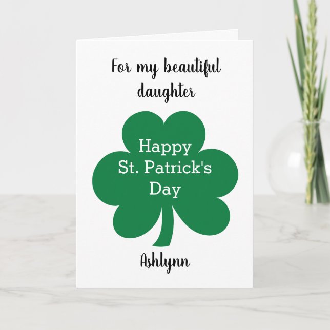 Green Clover Happy St. Patrick's Day Card (Front)