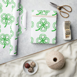 Green Clover Heart St Patty Choose colour Wrapping Paper