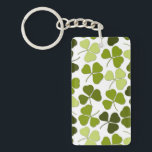 Green Clover in a Variety of Shades Key Ring<br><div class="desc">Simple layout of various shades of green on clover making a pretty print on white</div>